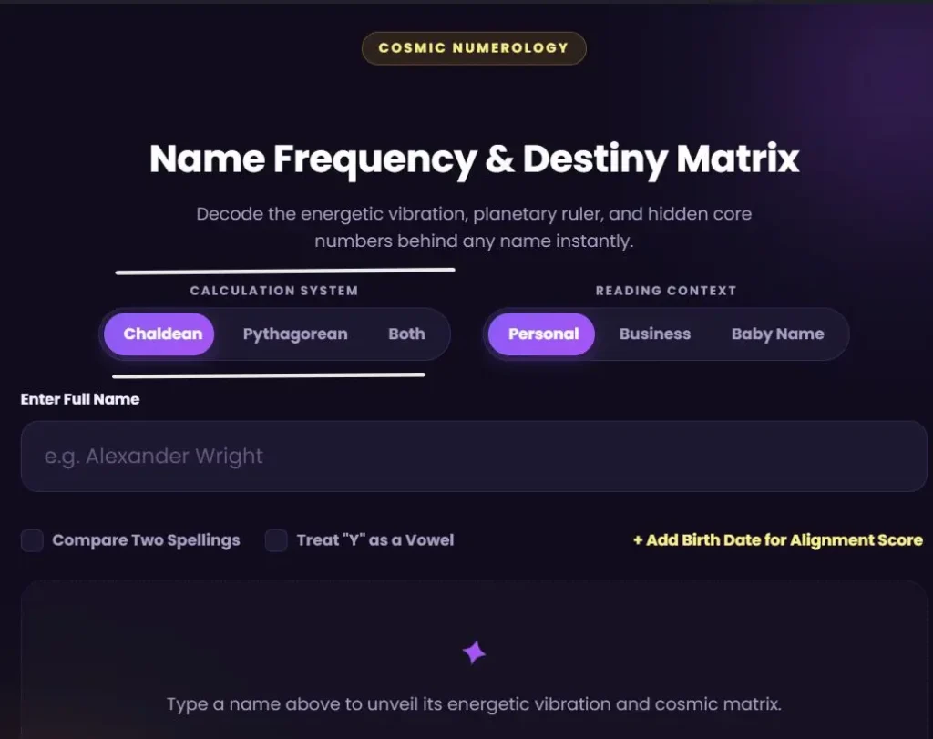 Choose your calculation system in Name Numerology Calculator
